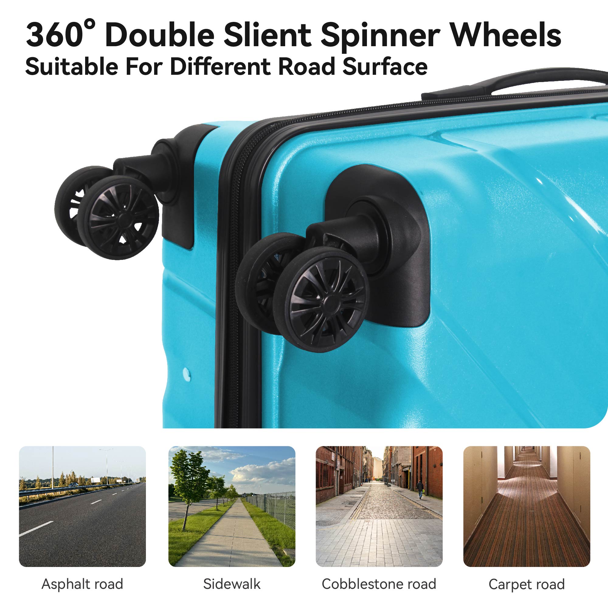 3-Piece Luggage Sets (20", 24", 28"), Suitcase With Wheels, Hardside Suitcase With Four Spinner Wheels And Scratch-Resistant Surface, Peacock Blue
_voghion.com